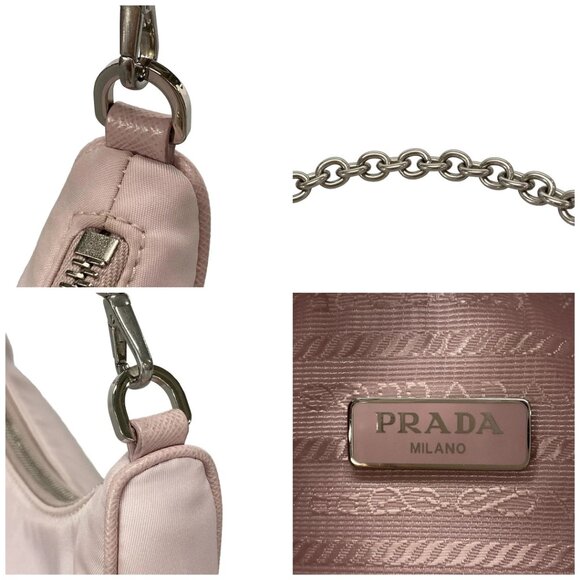 Auth PRADA Re-Edition 2005 Re-Nylon Bag Light Pink Nylon Saffiano Leather - Picture 13 of 14